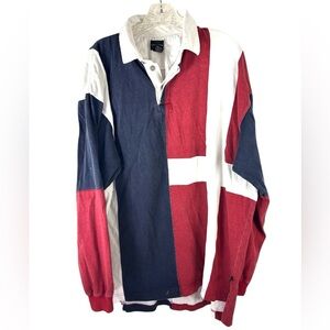 Vintage Structure Rugby Polo Shirt XL Flag Color block 90s USA Vtg Mens Y2K